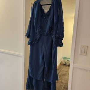 Elegant Blue Dress with Embellishments
